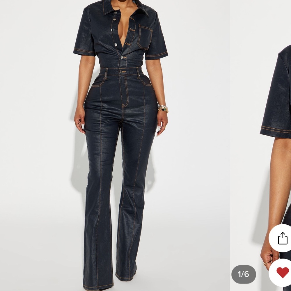 Fashion Nova waxed denim Jumpsuit